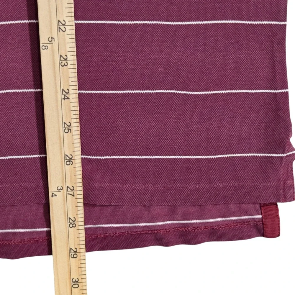 Polo Ralph Lauren Vintage Mens Polo Shirt Maroon Striped Made In USA‎ Button XL
